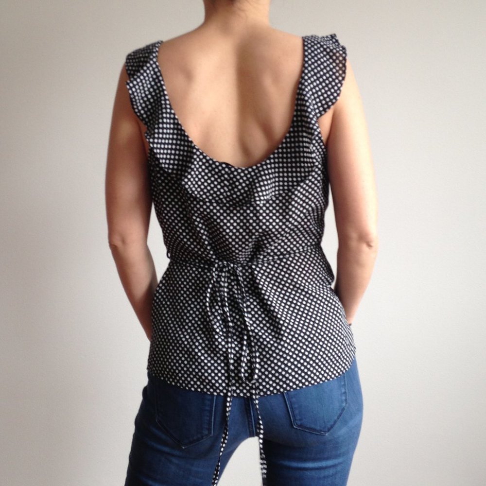 Dynamite - Sleeveless Polka Dot Wrap Top - Picture 5 of 7